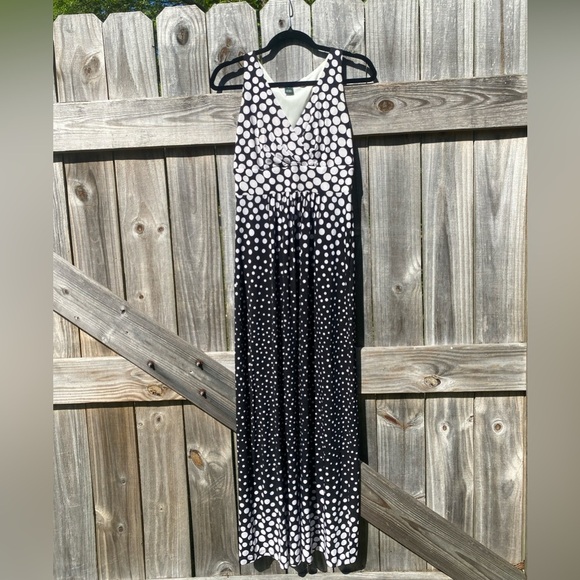Ralph Lauren Black and White Polka Dot Maxi Dress - Picture 1 of 10